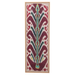 Fragment d'Ikat encadré professionnellement, Ouzbékistan, 19e siècle