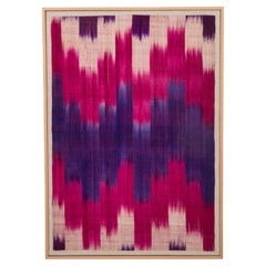 Professionally Framed Ikat Fragment, Uzbekistan, Early 20th C.