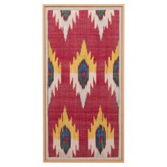 Antique Professionally Framed Ikat Fragment, Uzbekistan, Late 19th C.