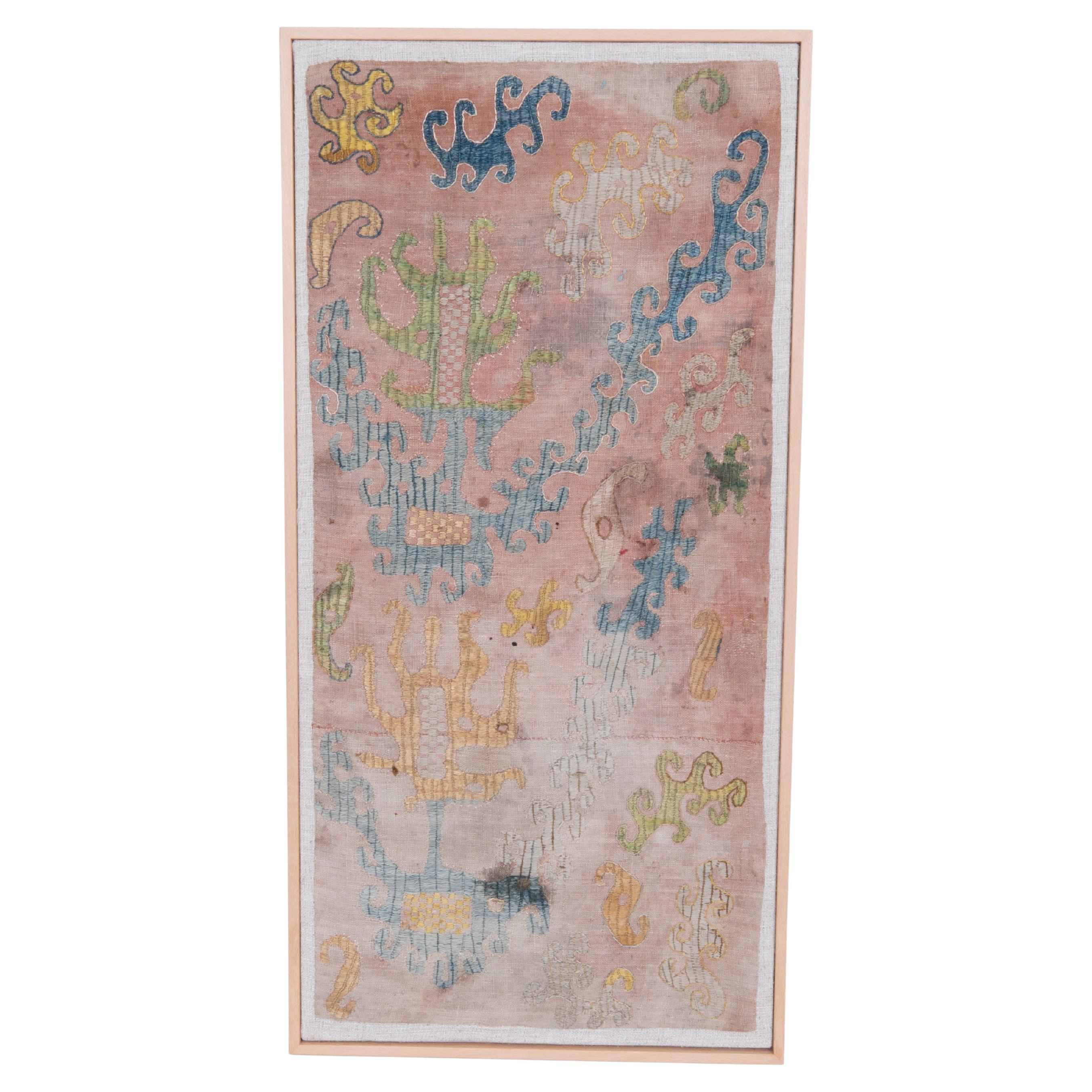 Professionally Framed Kaitag Embroidery Fragment, Daghestan, Late 19th Century.