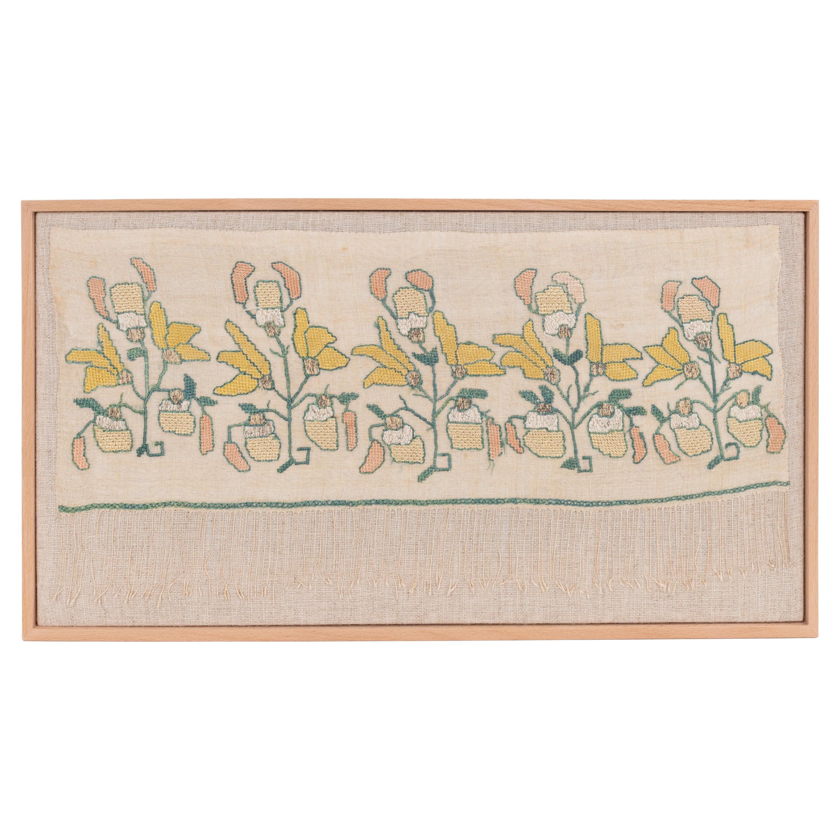 Professionally Framed Ottoman Embroidery Fragment, Turkey, L 19th C.