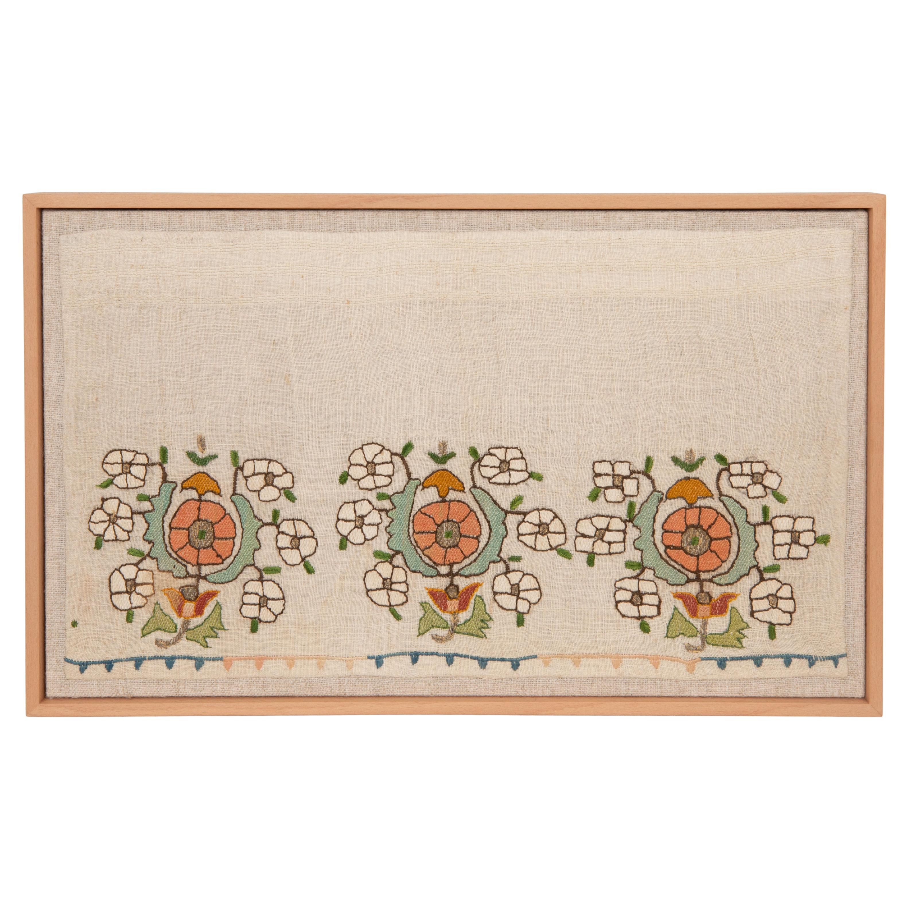 Professionally Framed Ottoman Embroidery Fragment, Turkey, Late 19th Century.