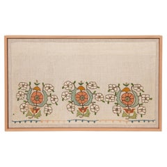 Antique Professionally Framed Ottoman Embroidery Fragment, Turkey, Late 19th Century.