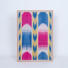 Professionally Framed Silk and Cotton Ikat Fragment, Uzbekistan, E 20th C.