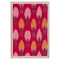 Professionell gerahmtes Ikat-Fragment aus Seide und Baumwolle, Usbekistan, 20. Jahrhundert.