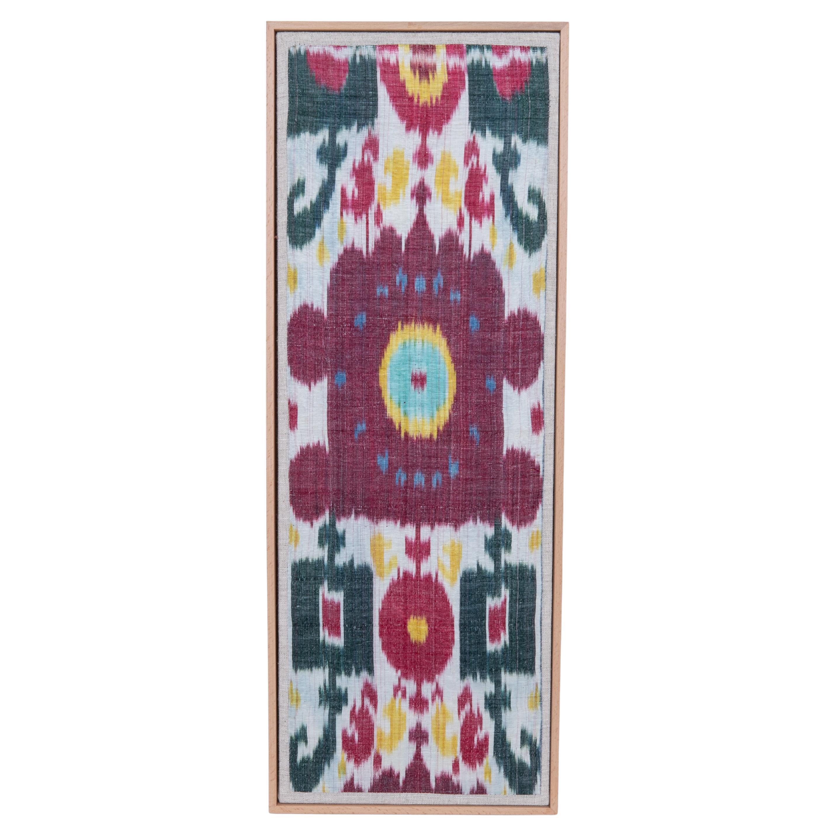 Professionally Framed Silk and Cotton Ikat Fragment, Uzbekistan, L 19th C.
