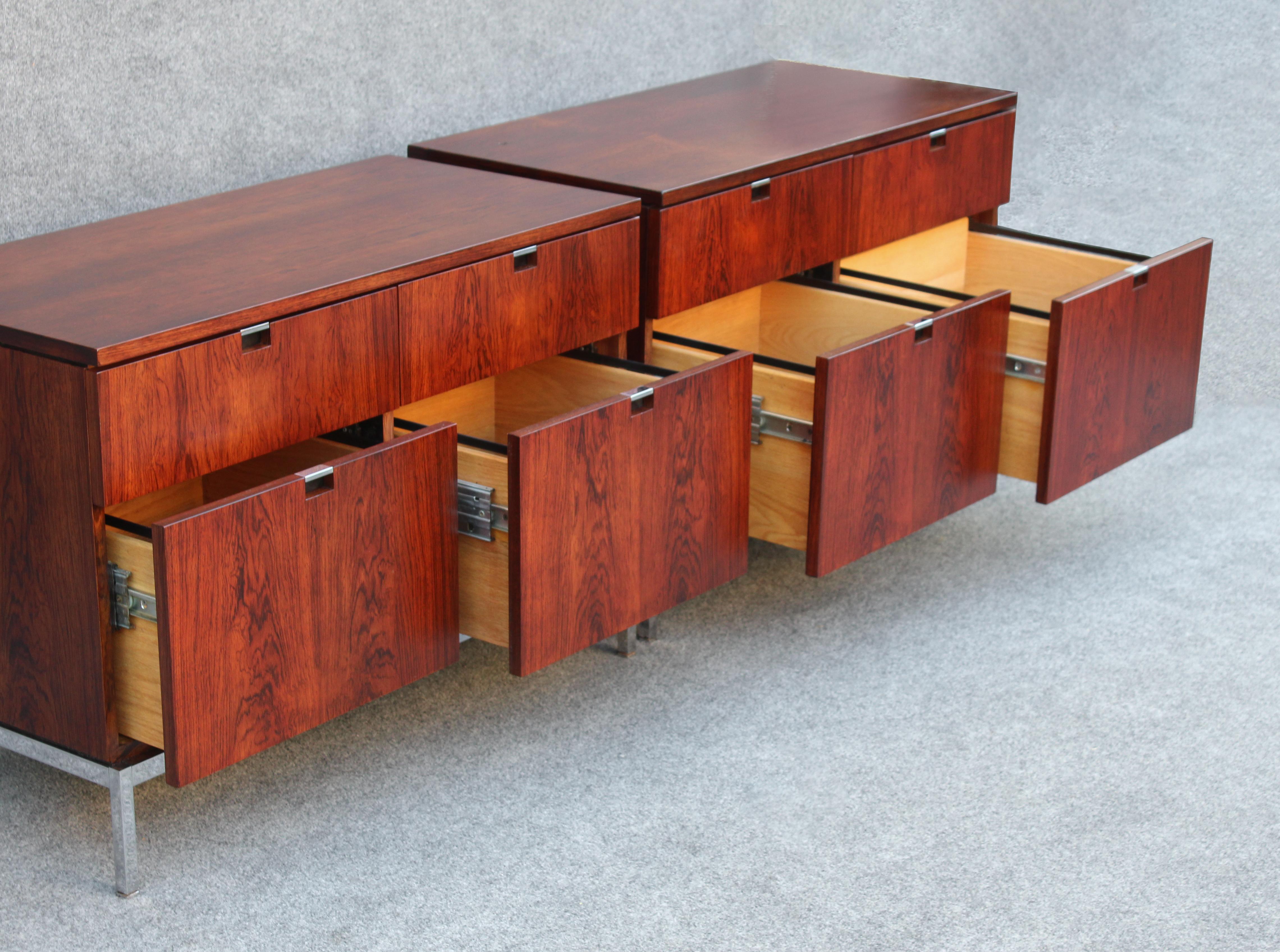Professionally Restored Florence Knoll Custom Matched Set of Rosewood Cabinets For Sale 9