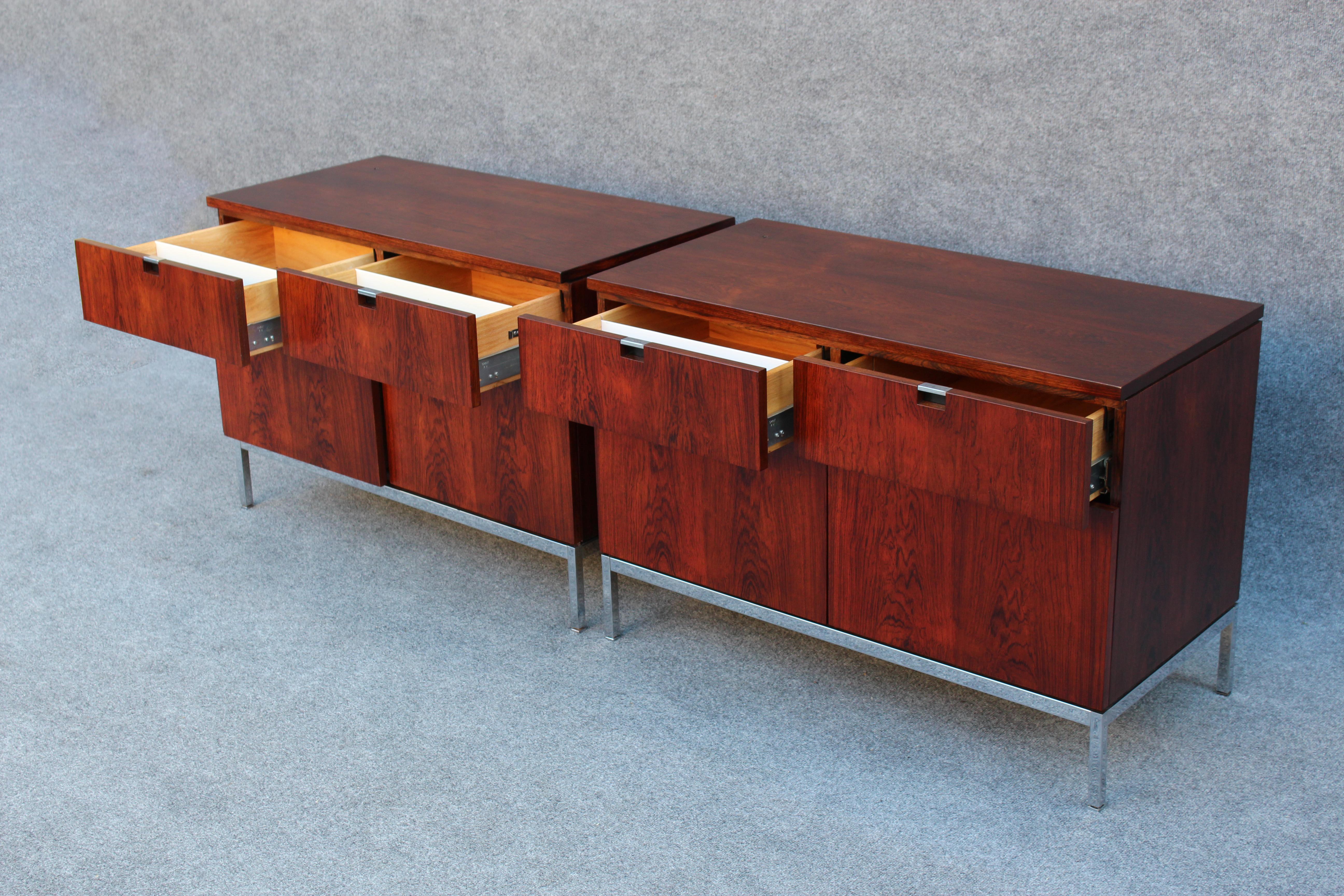 Professionally Restored Florence Knoll Custom Matched Set of Rosewood Cabinets For Sale 11