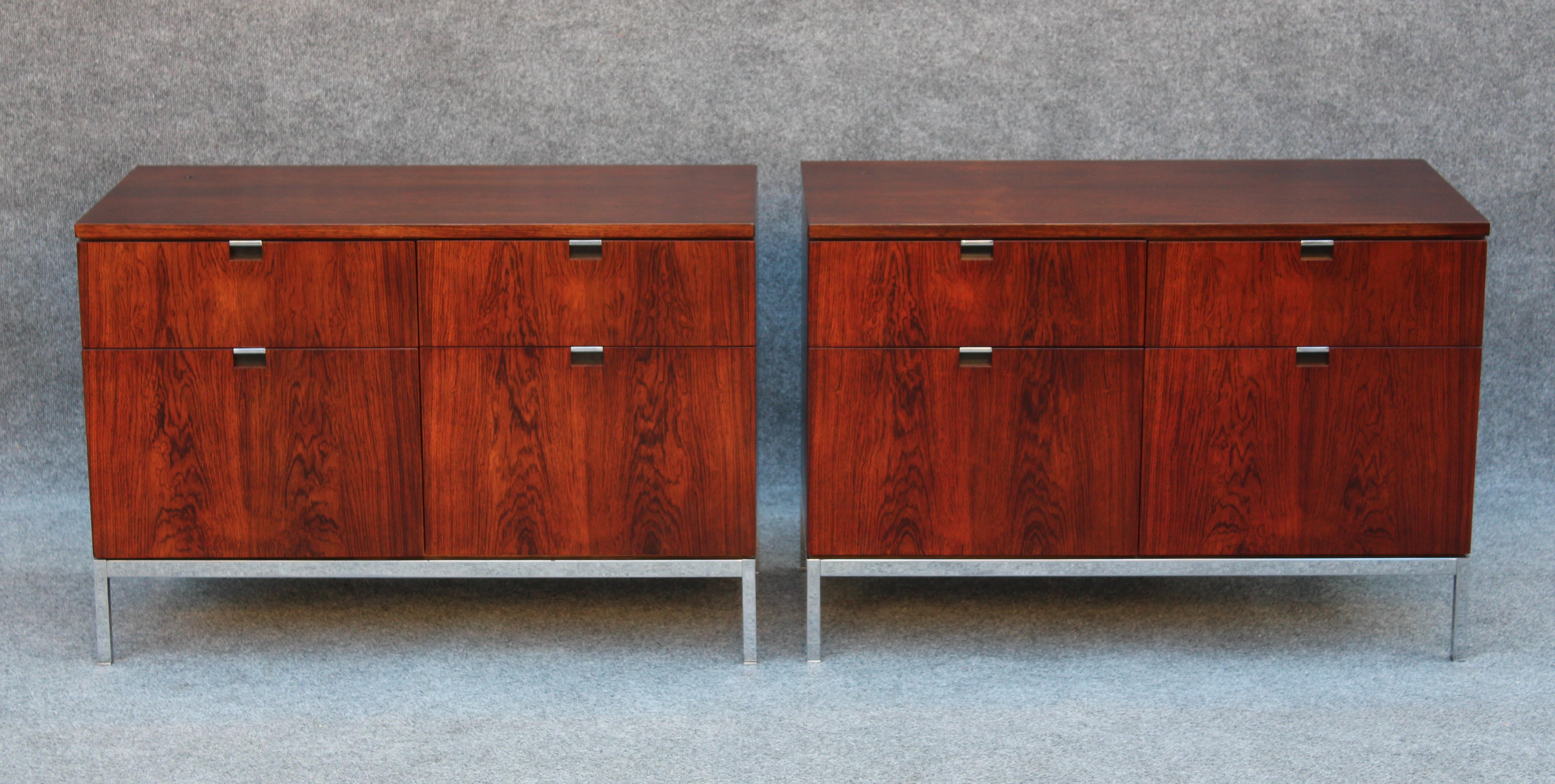Mid-Century Modern Professionally Restored Florence Knoll Custom Matched Set of Rosewood Cabinets For Sale