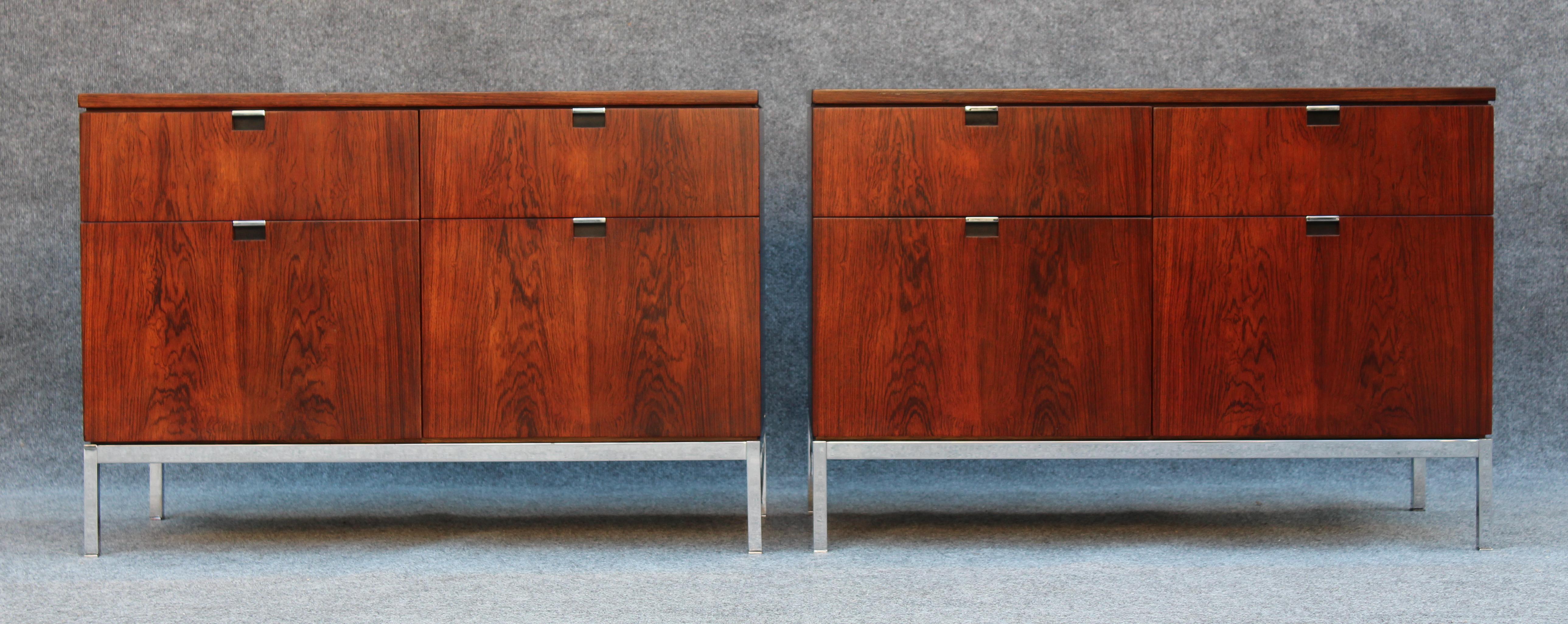 American Professionally Restored Florence Knoll Custom Matched Set of Rosewood Cabinets For Sale