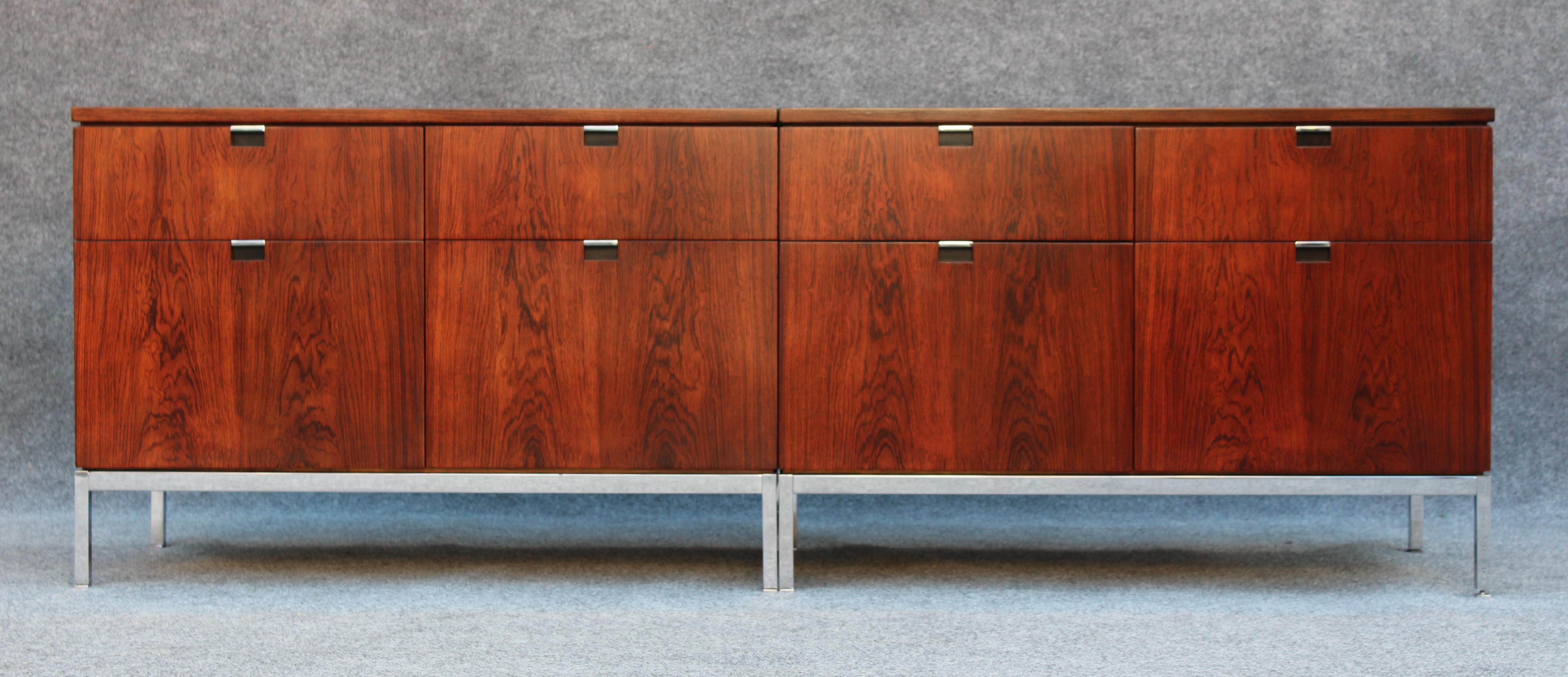Late 20th Century Professionally Restored Florence Knoll Custom Matched Set of Rosewood Cabinets For Sale