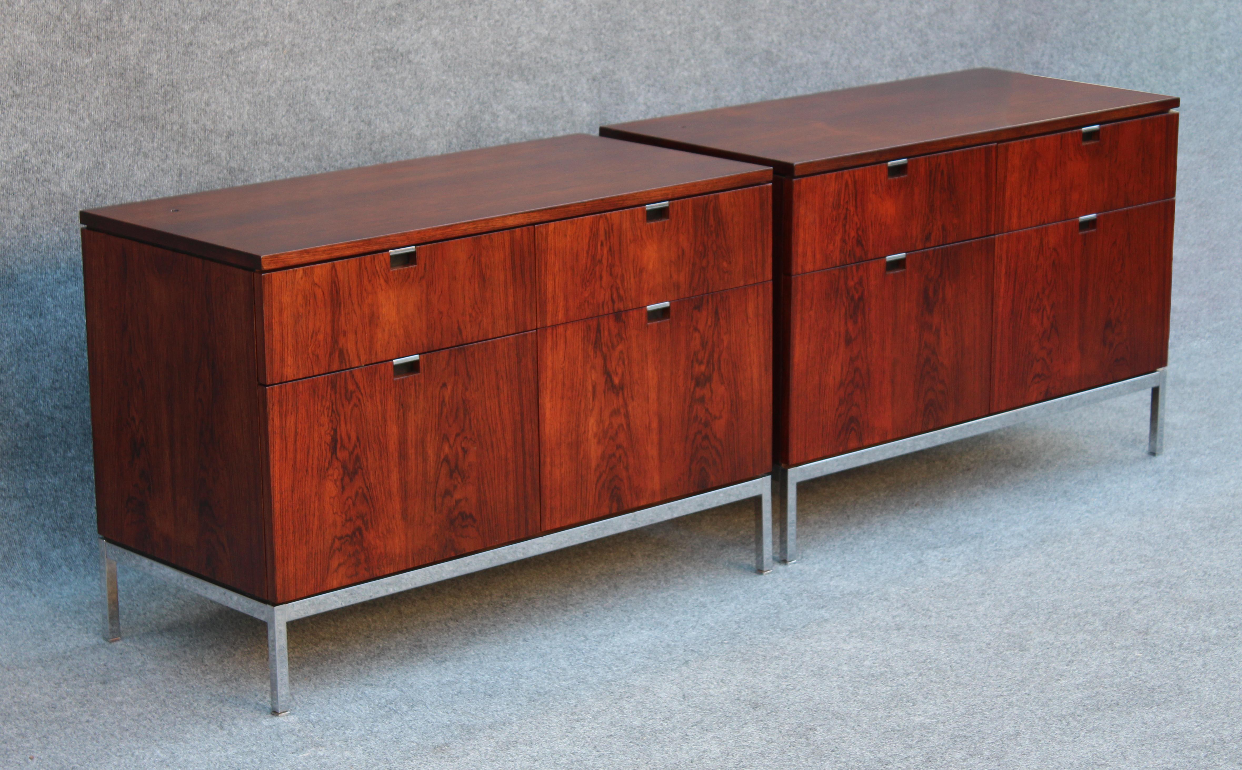 Professionally Restored Florence Knoll Custom Matched Set of Rosewood Cabinets For Sale 1