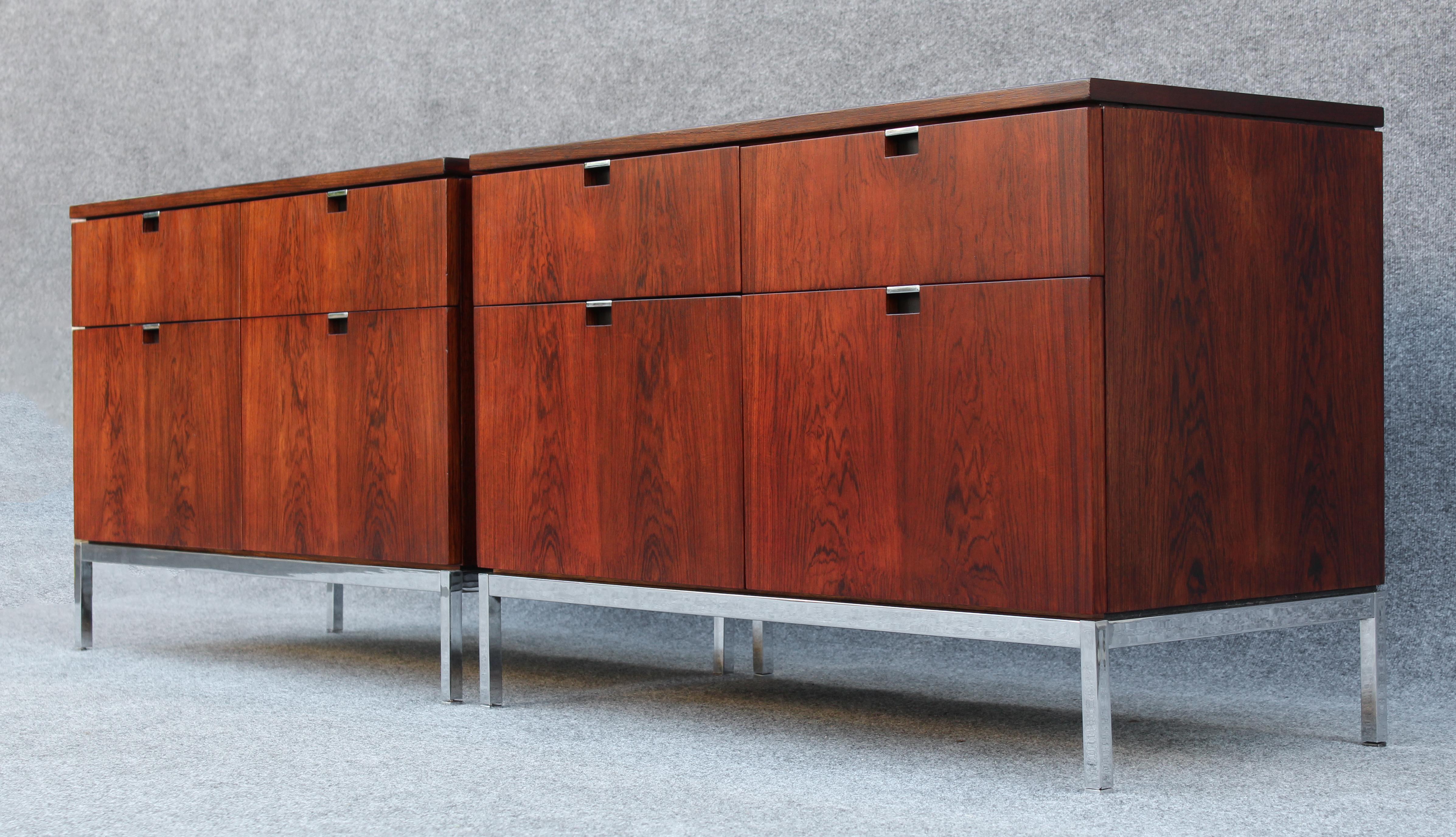 Professionally Restored Florence Knoll Custom Matched Set of Rosewood Cabinets For Sale 2