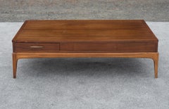 Professionally Restored Lane Rythm Long & Low Coffee Table in Walnut & Brass