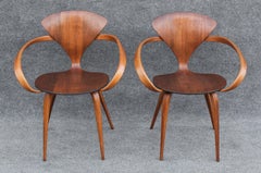 Poltrone in noce Pretzel d'epoca Norman Cherner Plycraft restaurate professionalmente