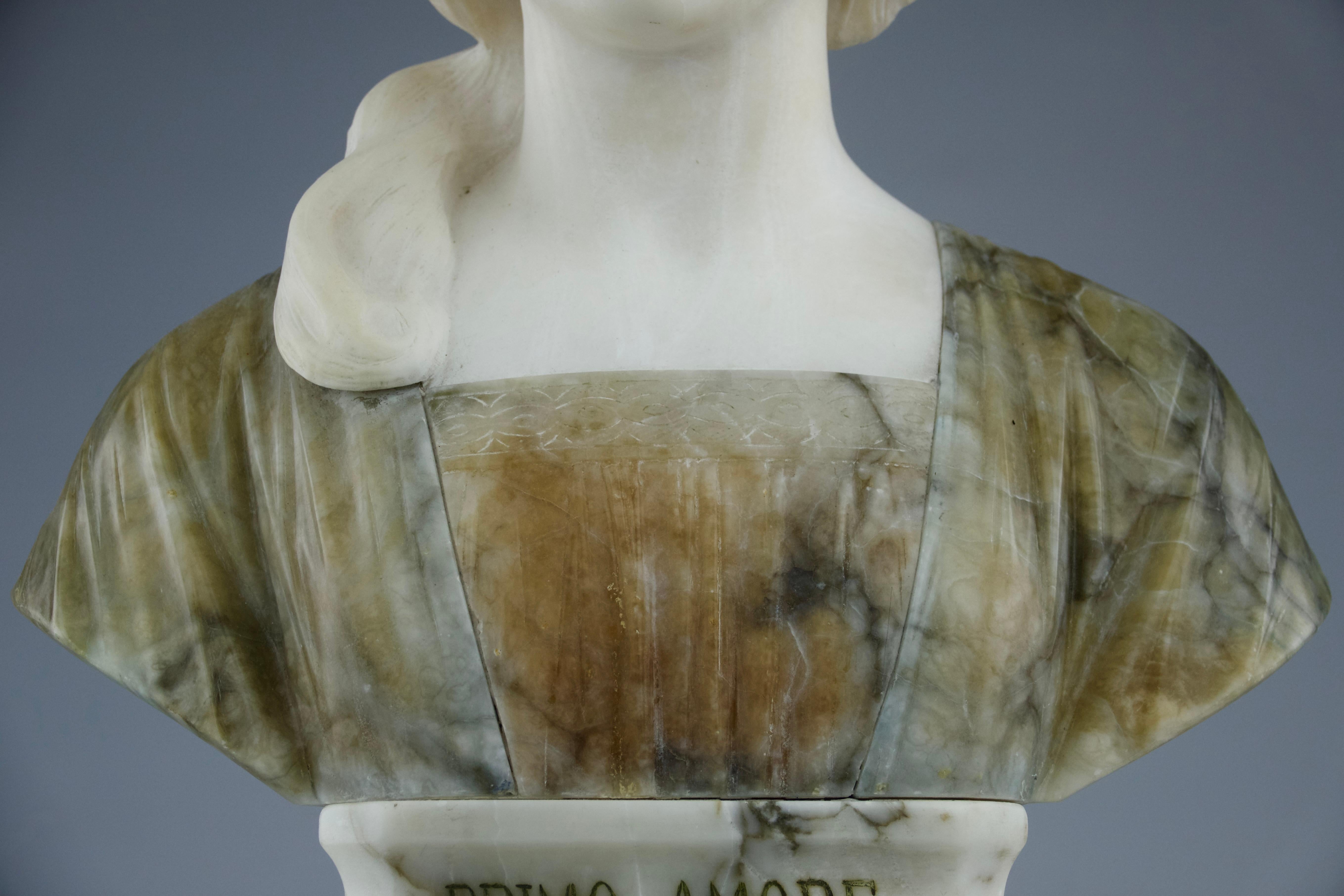 Alabaster Professore Giuseppe Bessi, Marble Bust 