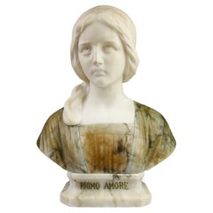 Professore Giuseppe Bessi, Marble Bust "Primo Amore", Italy 19th Century