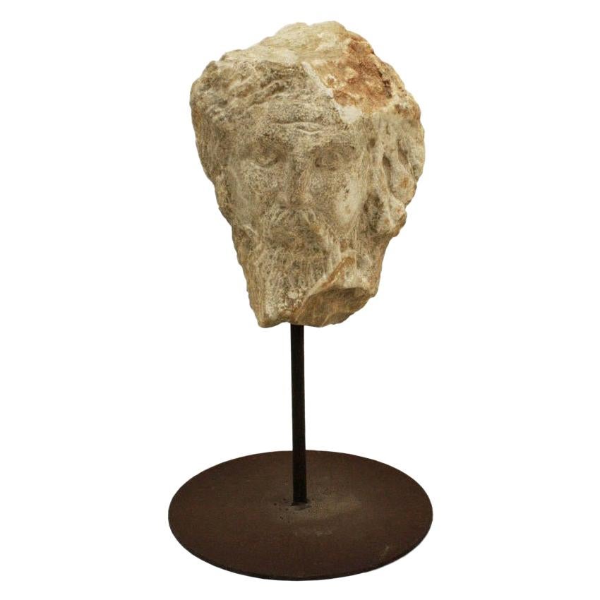 "Profeta" Mythological Stone Head Sculpture by Félix Pascua