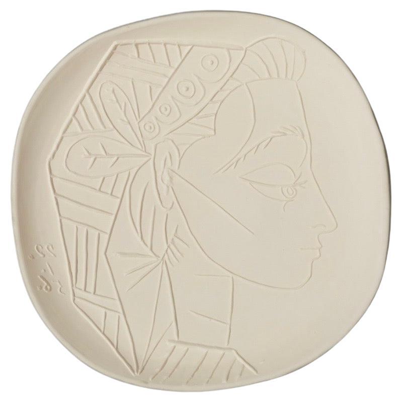 Profil de Jacqueline (A.R. 309) Placa facial de cerámica monocroma Picasso Madoura