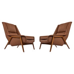 Restored Pair of Swedish DUX "Profil" Lounge Chairs by Folke Ohlsson