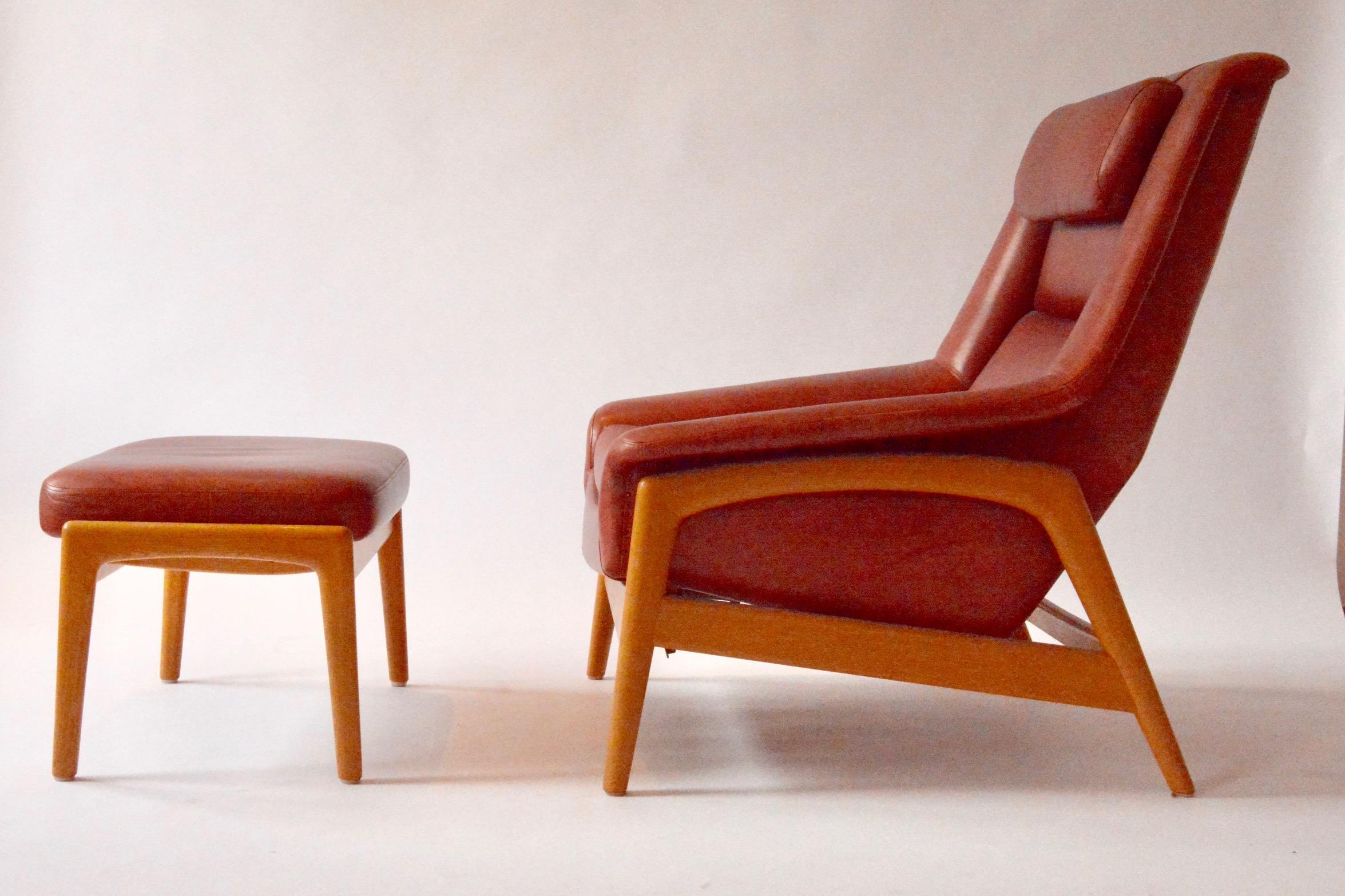 Mid-20th Century 'Profil' Easy Chair with Ottoman by Folke Ohlsson  for DUX For Sale