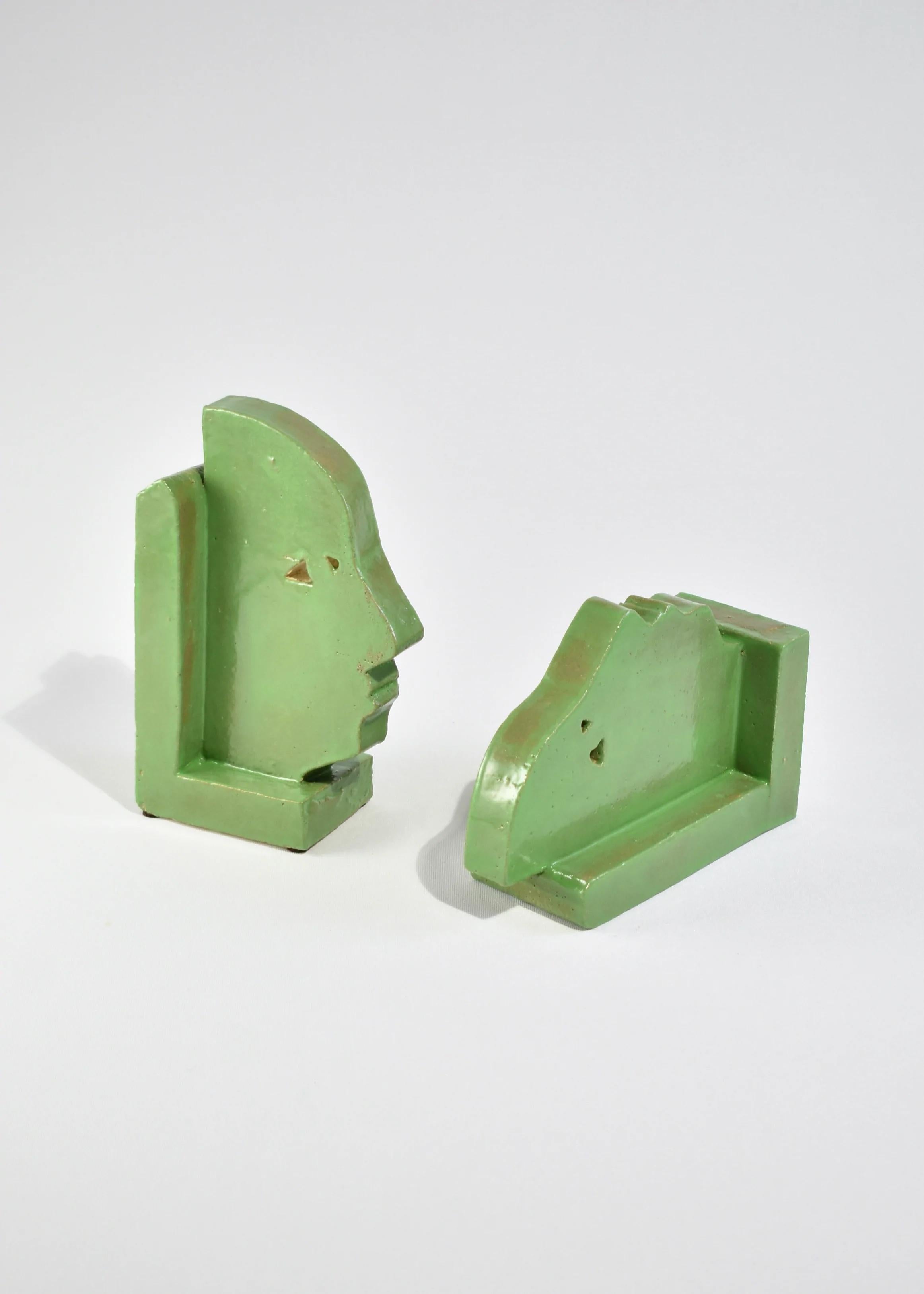 Ceramic Profile Bookend in Green
