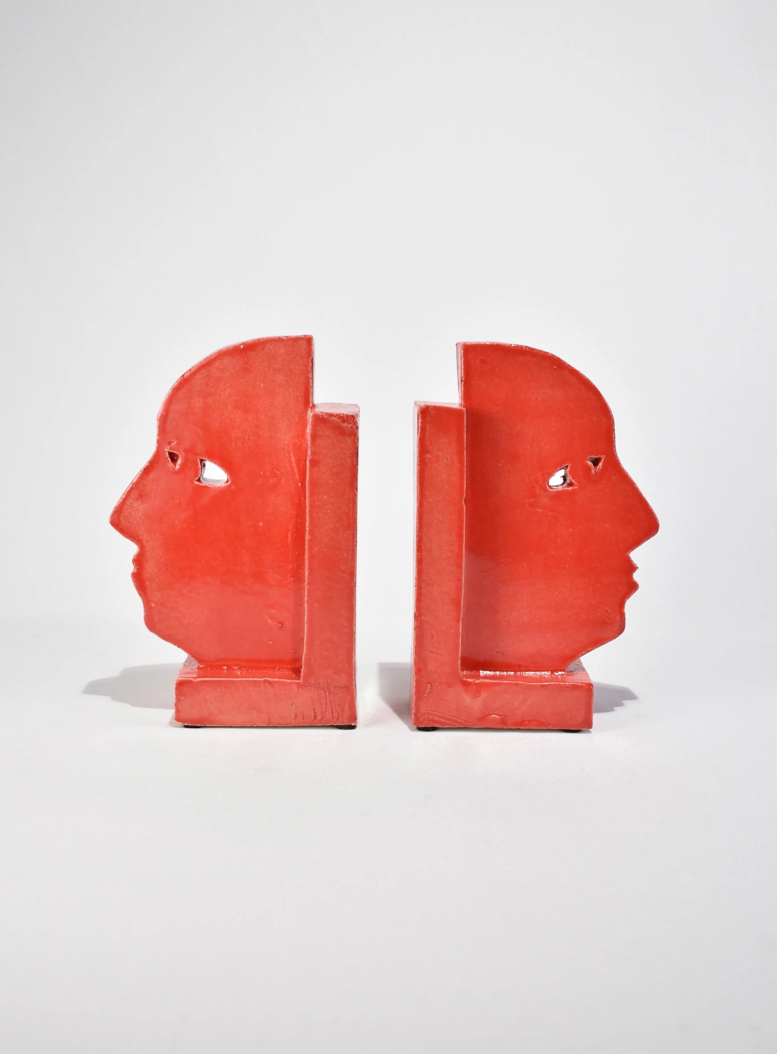 Glazed Profile Bookend in Red