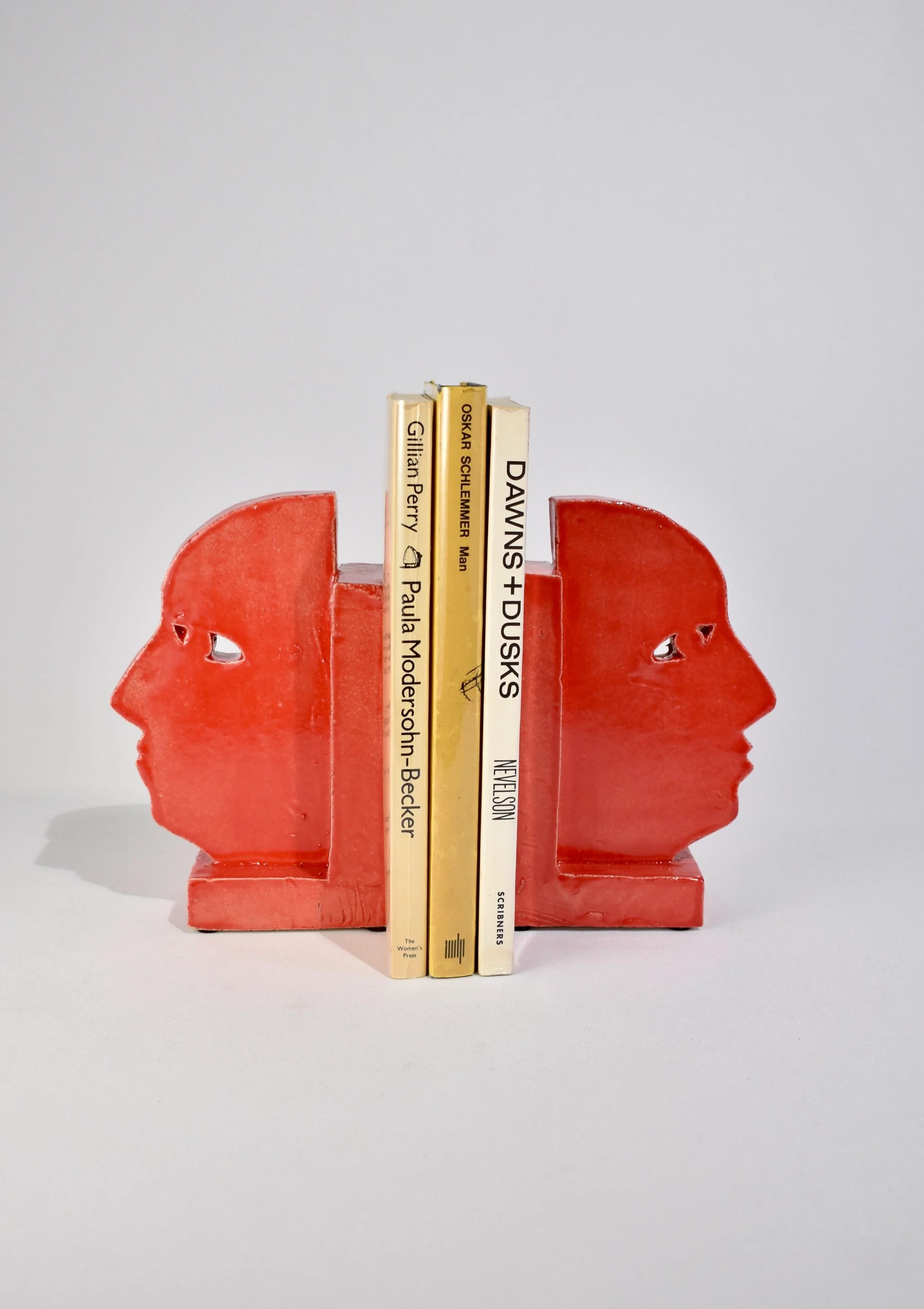 Contemporary Profile Bookend in Red