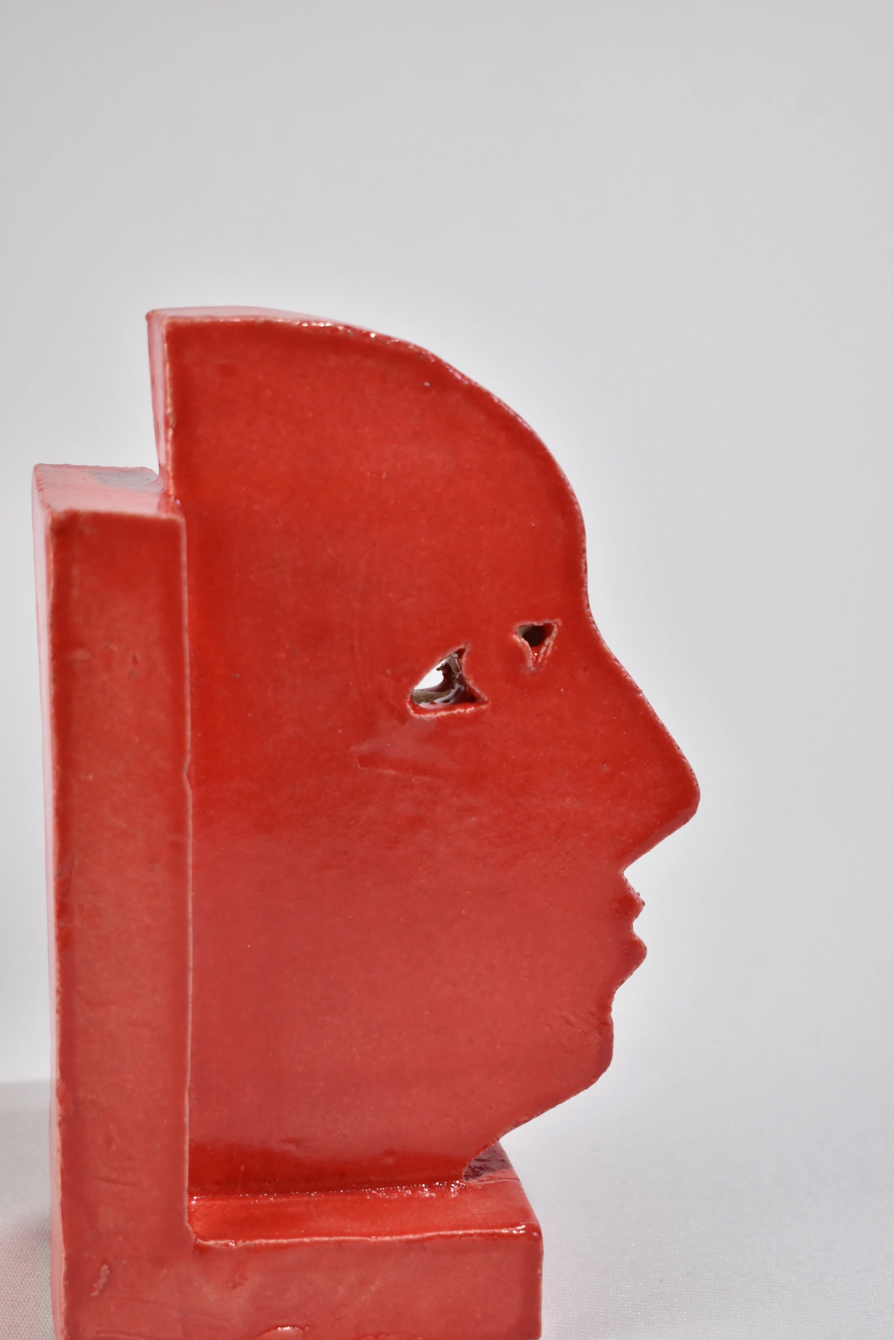 Ceramic Profile Bookend in Red
