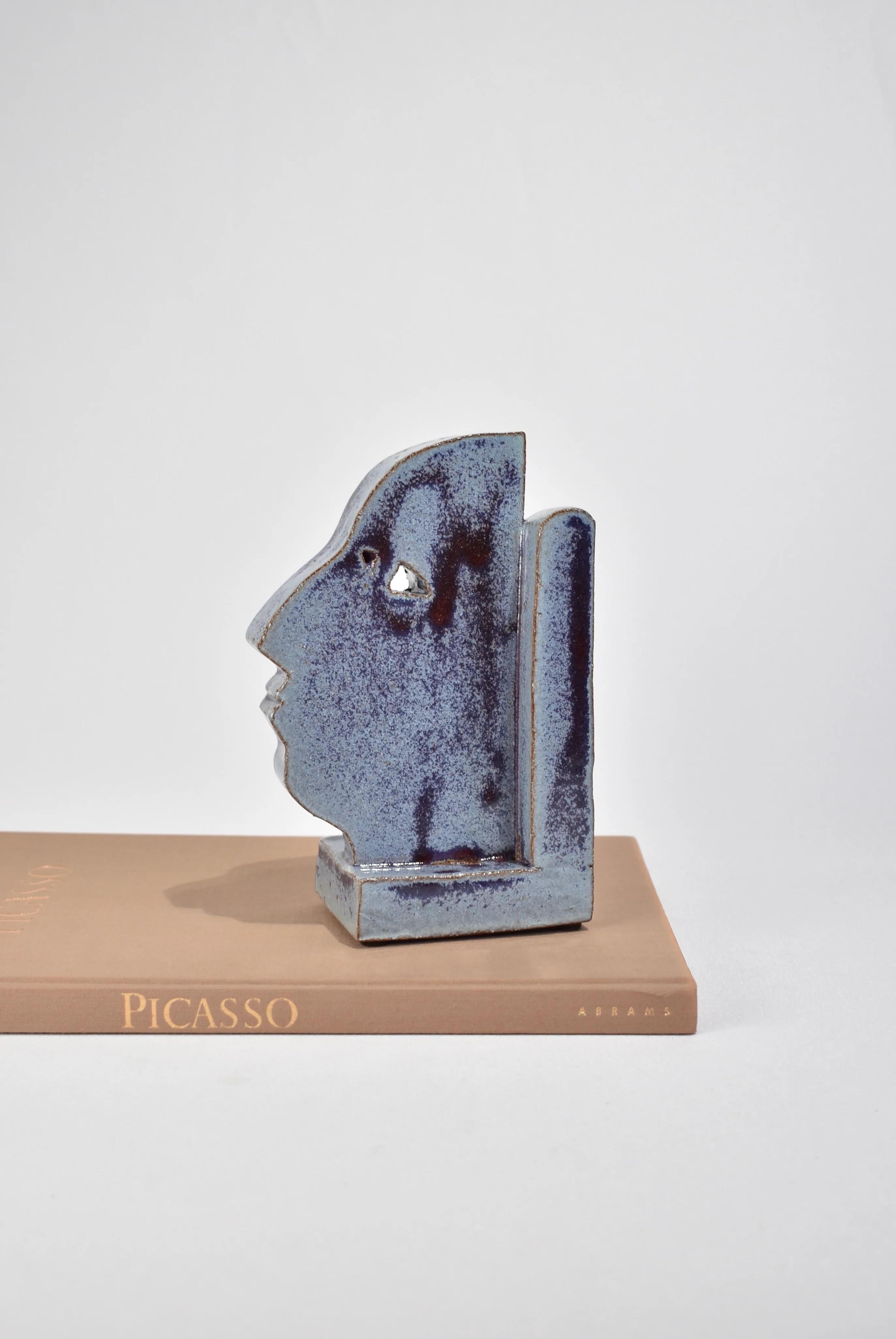 Contemporary Profile Bookend in Speckled Blue
