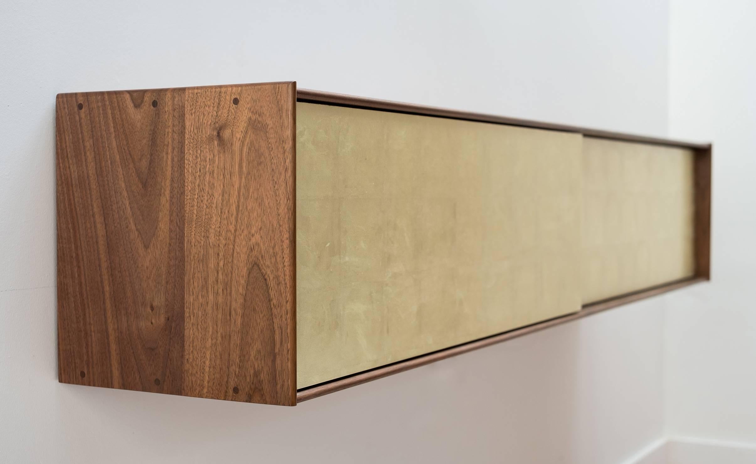 Modern Profile Console in Solid Black Walnut and 16 Karat Gold Leaf For Sale