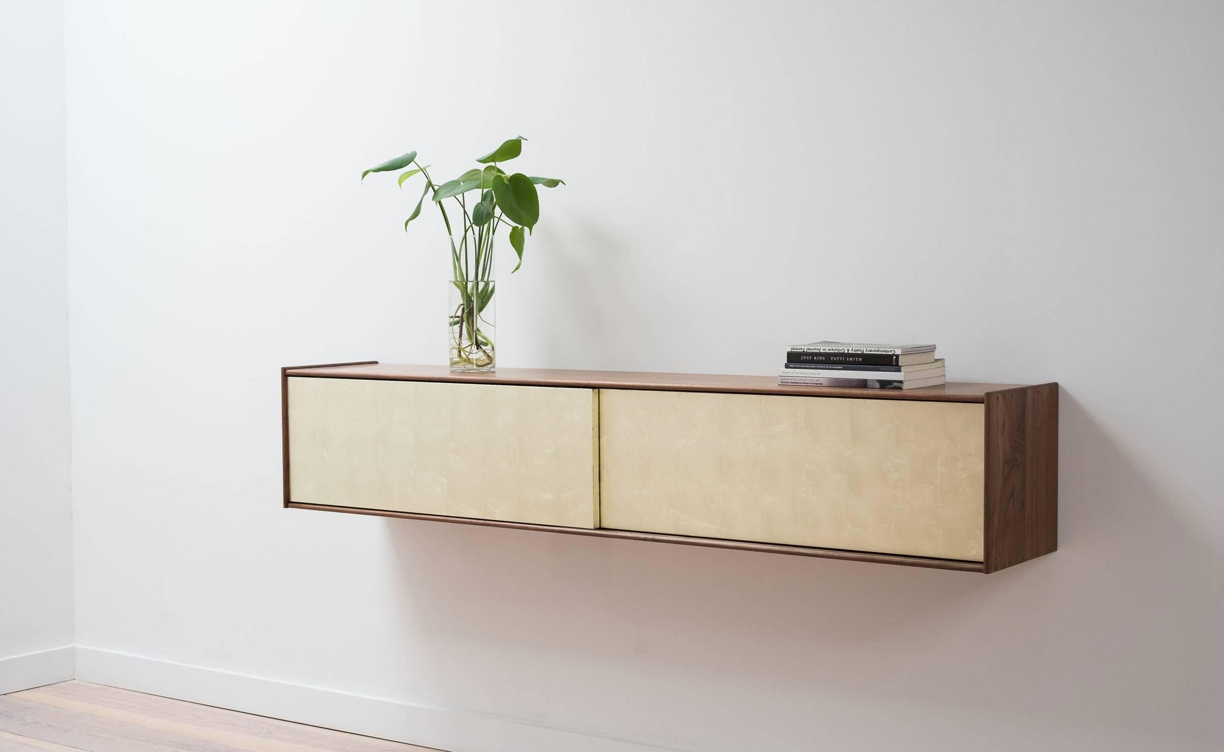 Profile Console in Solid Black Walnut and 16 Karat Gold Leaf In New Condition For Sale In Brooklyn, NY