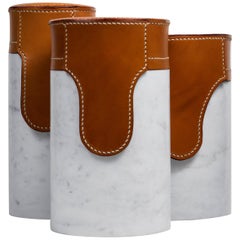 Profili, Contemporary Storage or Sculptures in Marble and Leather