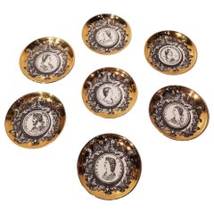 Profili Romani Group of 8 Italian Ceramic Coasters by Fornasetti, Milano