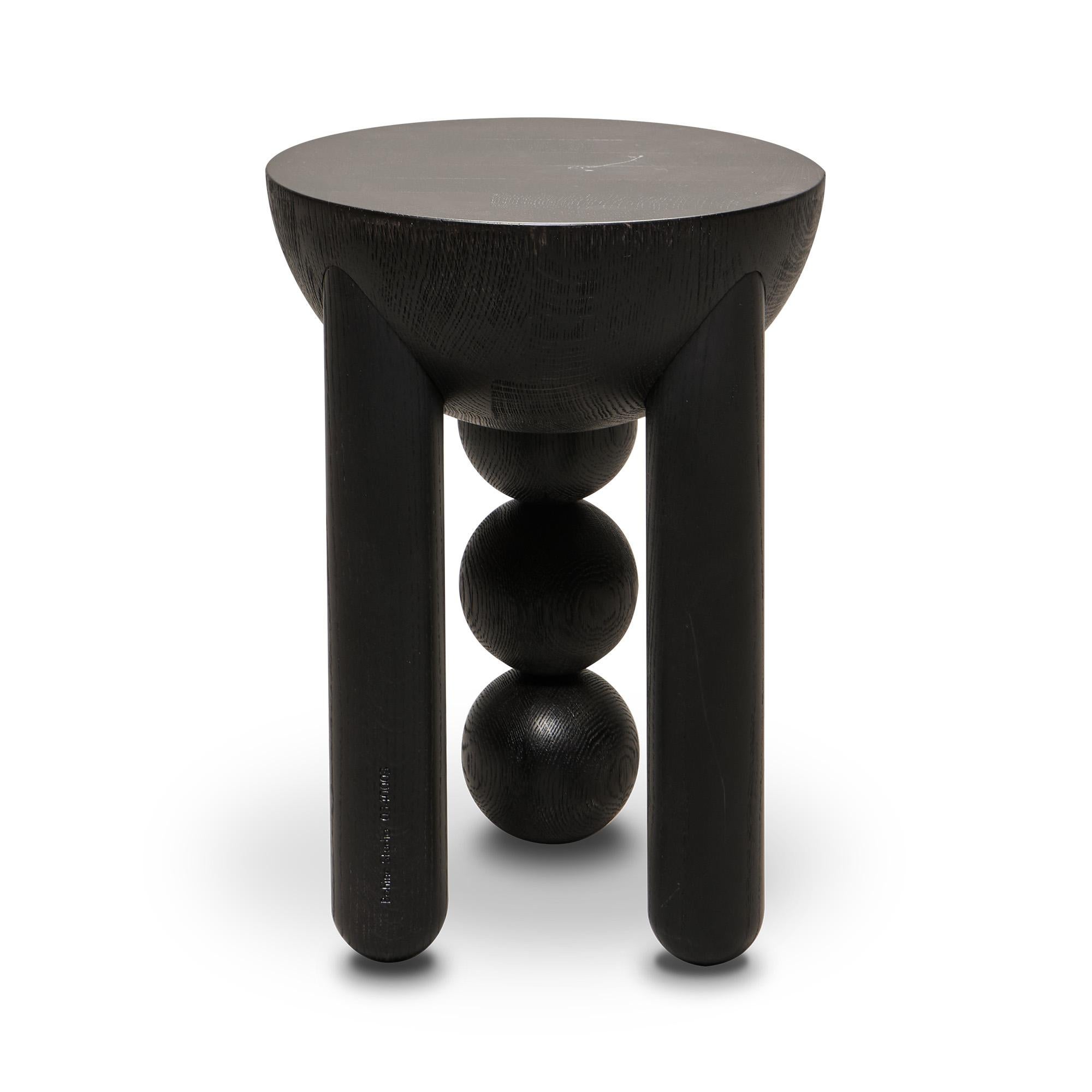 Modern Sculptural Profiterole Small Occasional Table, in Black Wood by Lara Bohinc For Sale