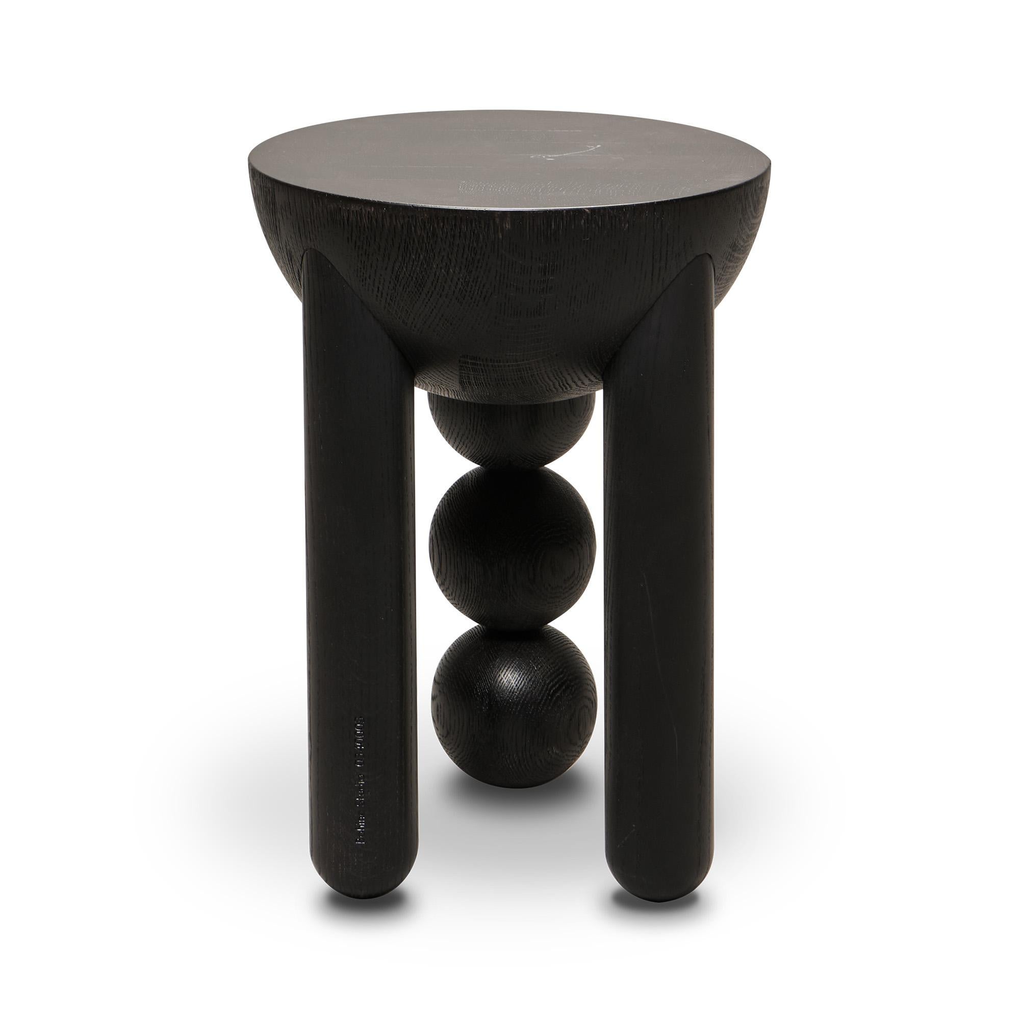 Modern Sculptural Profiterole Small Occasional Table, in Black Wood by Lara Bohinc  For Sale