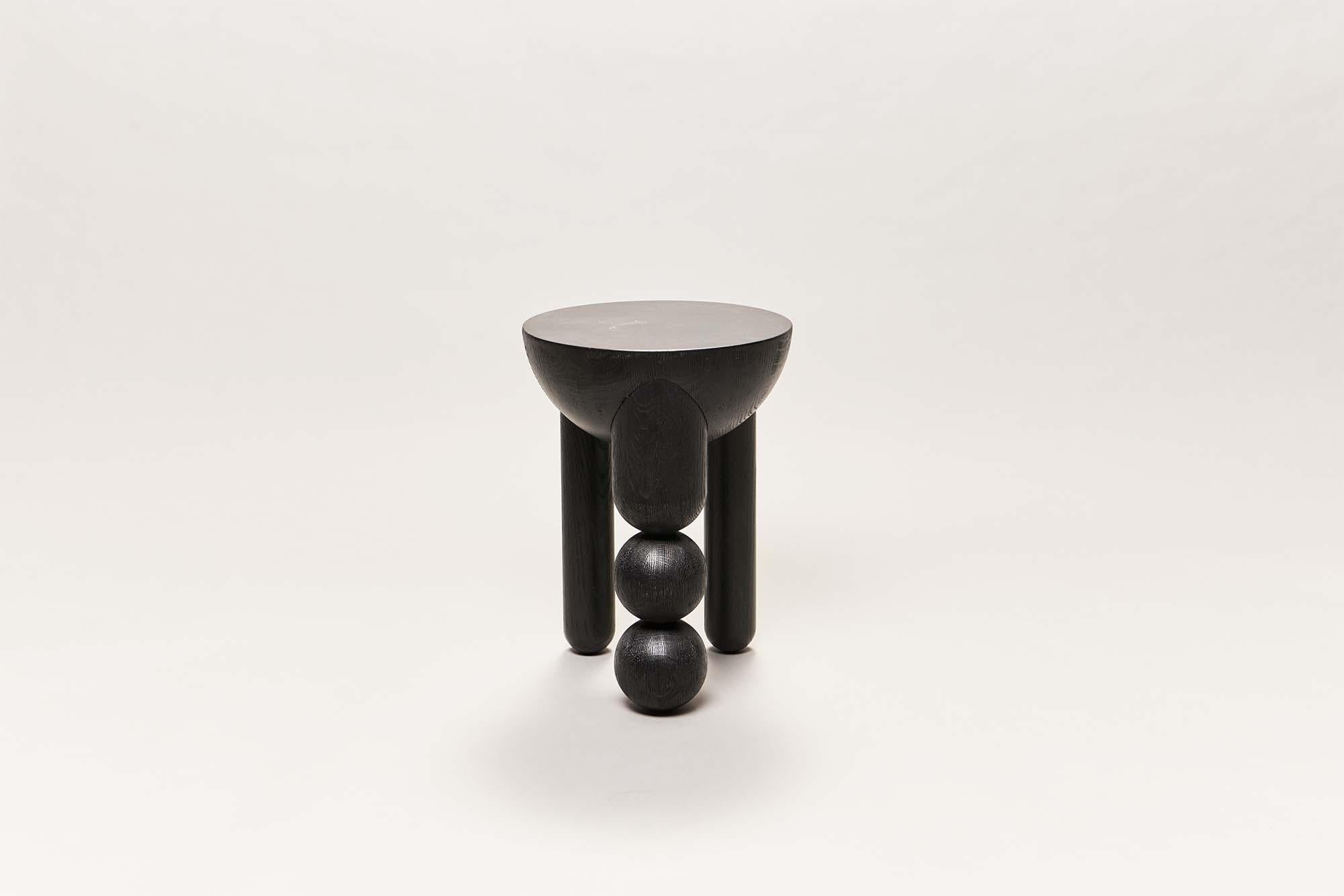 Slovenian Sculptural Profiterole Small Occasional Table, in Black Wood by Lara Bohinc  For Sale