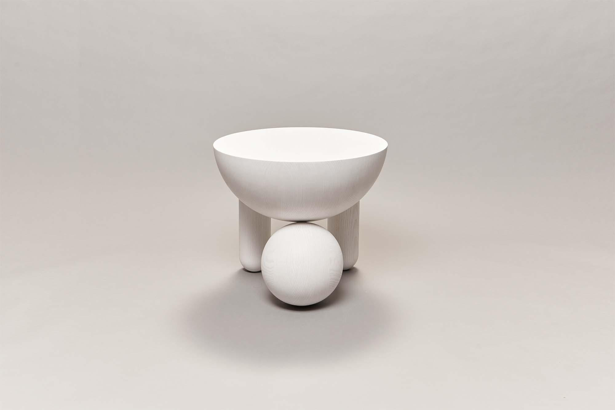 Modern Sculptural Profiterole Small Coffee Table by Lara Bohinc in White Wood, in Stock For Sale