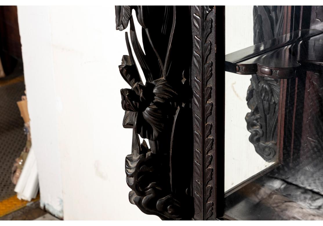 20th Century Profusely Carved Asian Display Cabinet For Sale