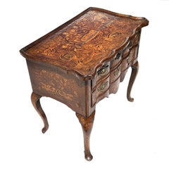 Profusely Inlaid Century Dutch Queen Anne Style Marquetry Dressing Table/Lowboy