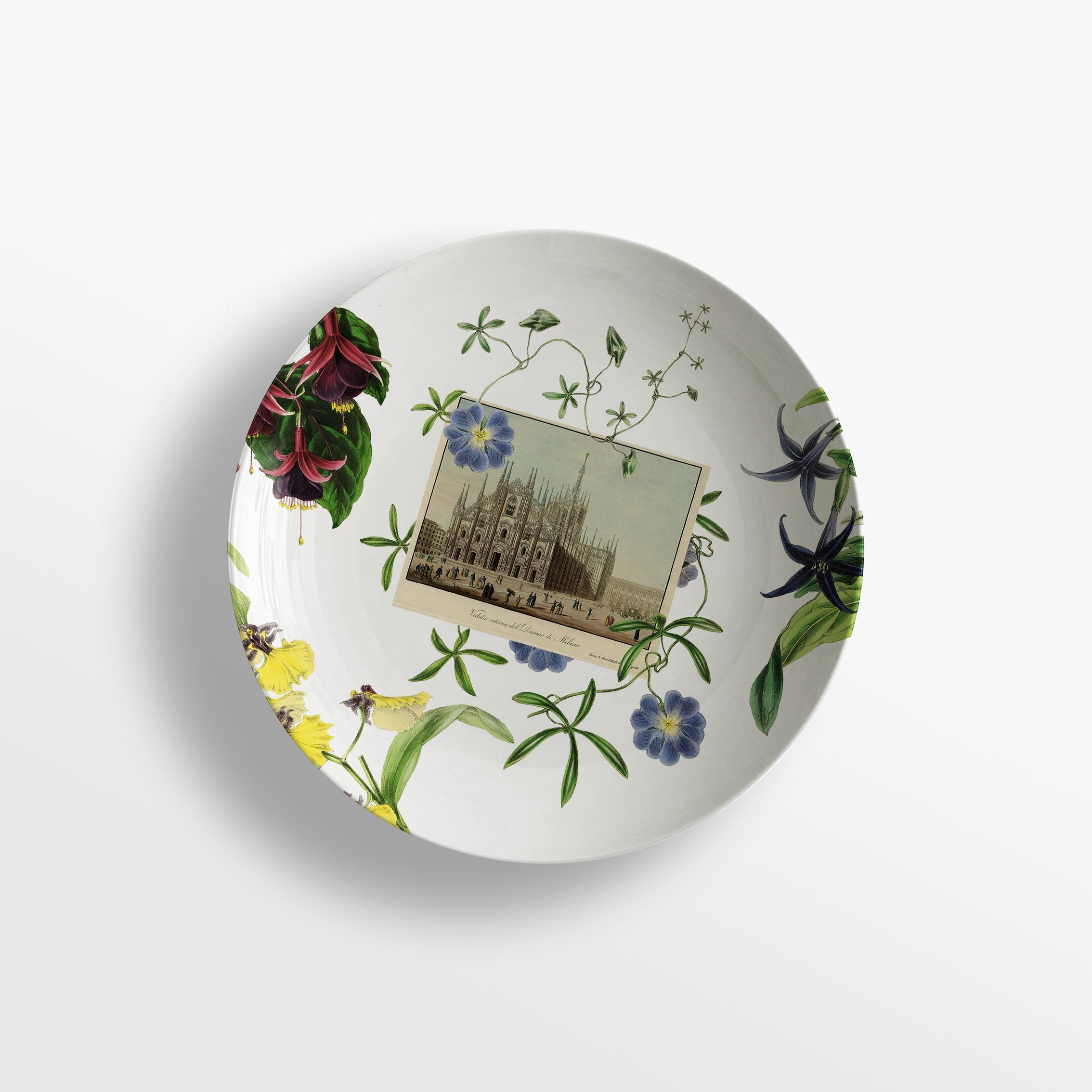 La storia Infinita, Six Contemporary Decorated Porcelain Soup Plates For Sale 1