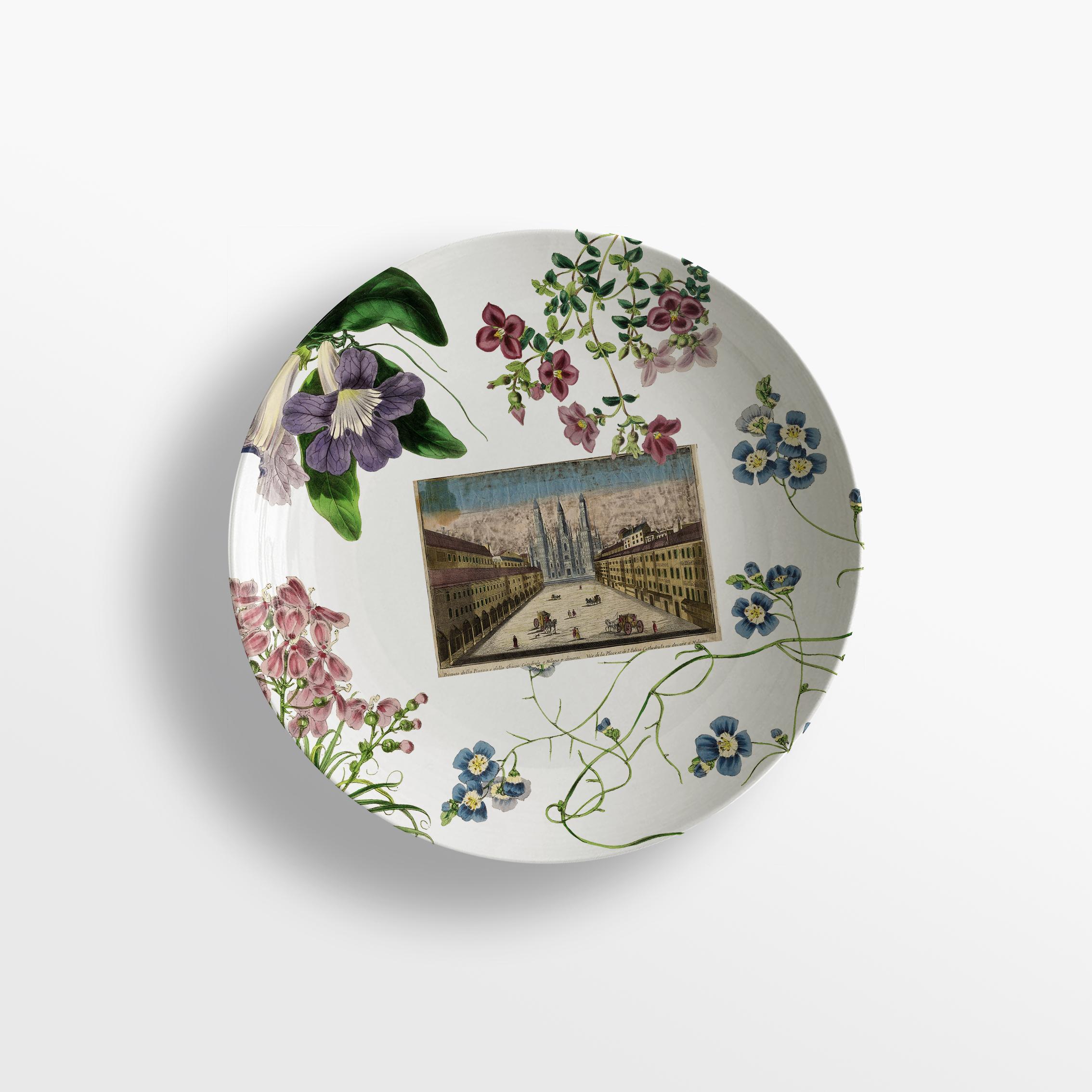 La storia Infinita, Six Contemporary Decorated Porcelain Soup Plates For Sale 3