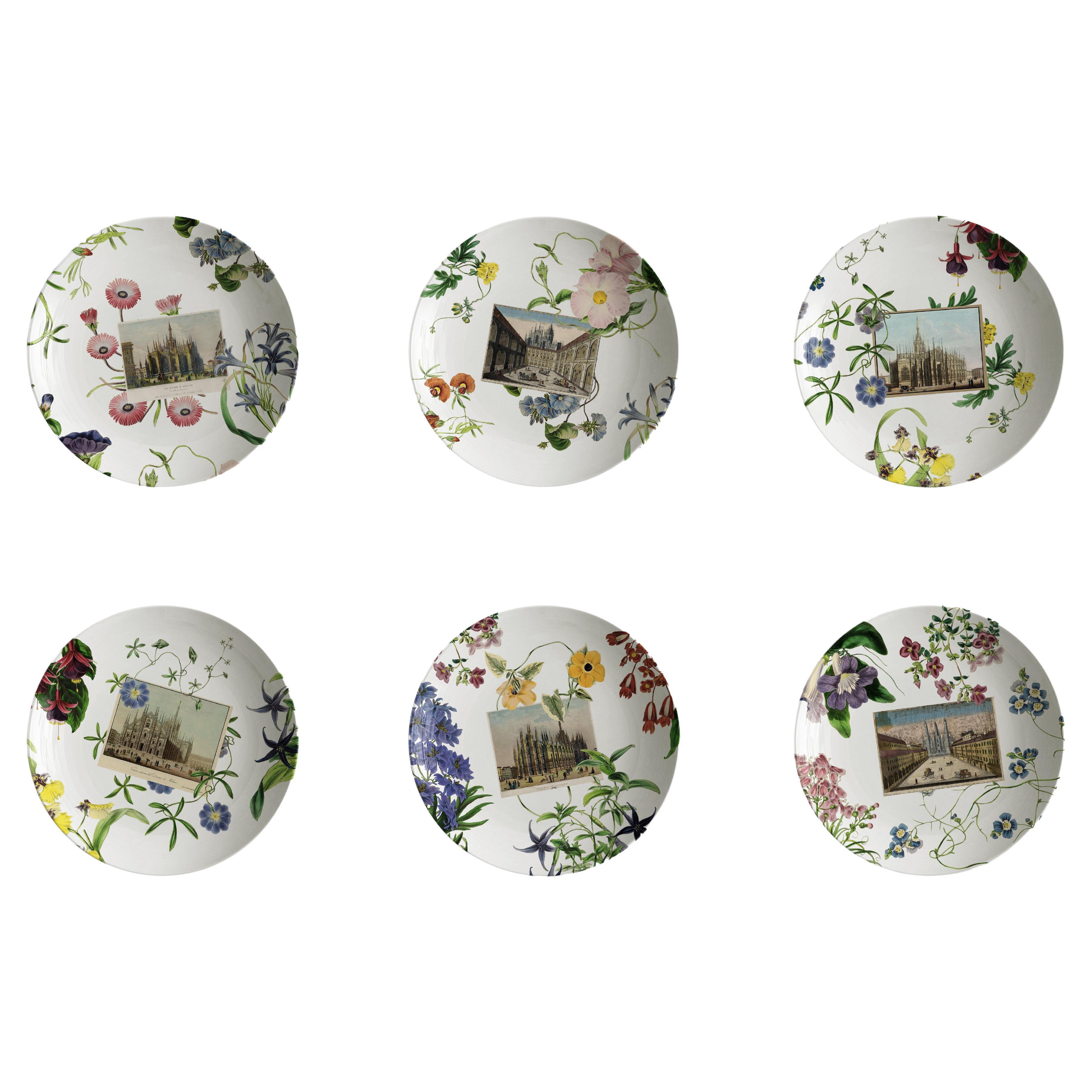 La storia Infinita, Six Contemporary Decorated Porcelain Soup Plates