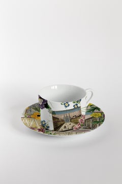 La storia Infinita, Six Contemporary Decorated Tea Cups with Plates
