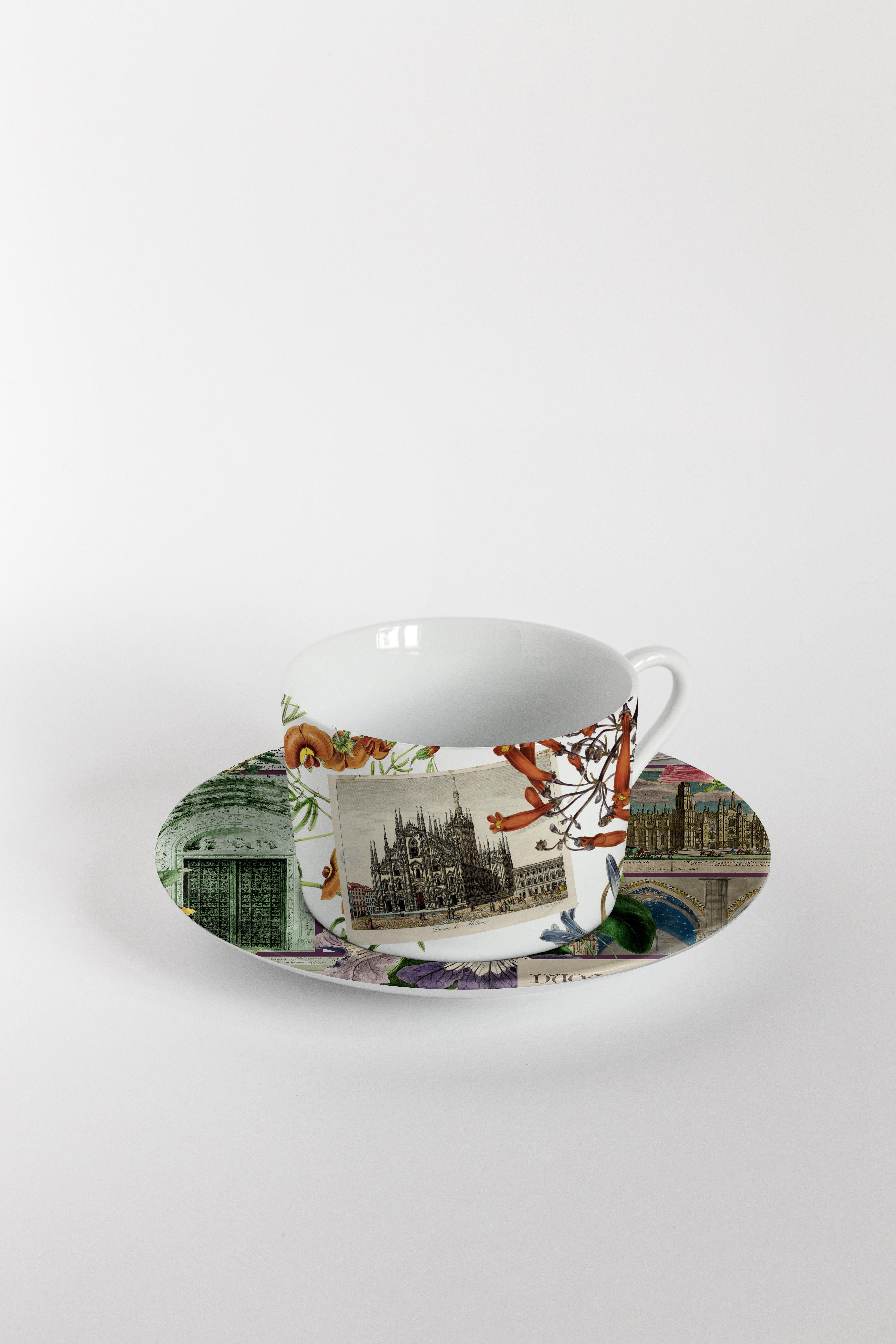 La storia Infinita, Six Contemporary Decorated Tea Cups with Plates In New Condition For Sale In Milano, Lombardia