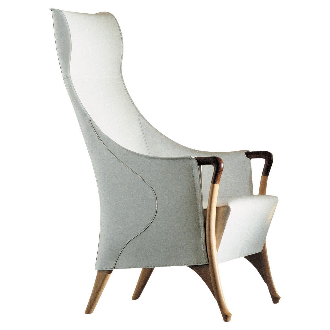 Progetti Bergère White Leather Armchair For Sale