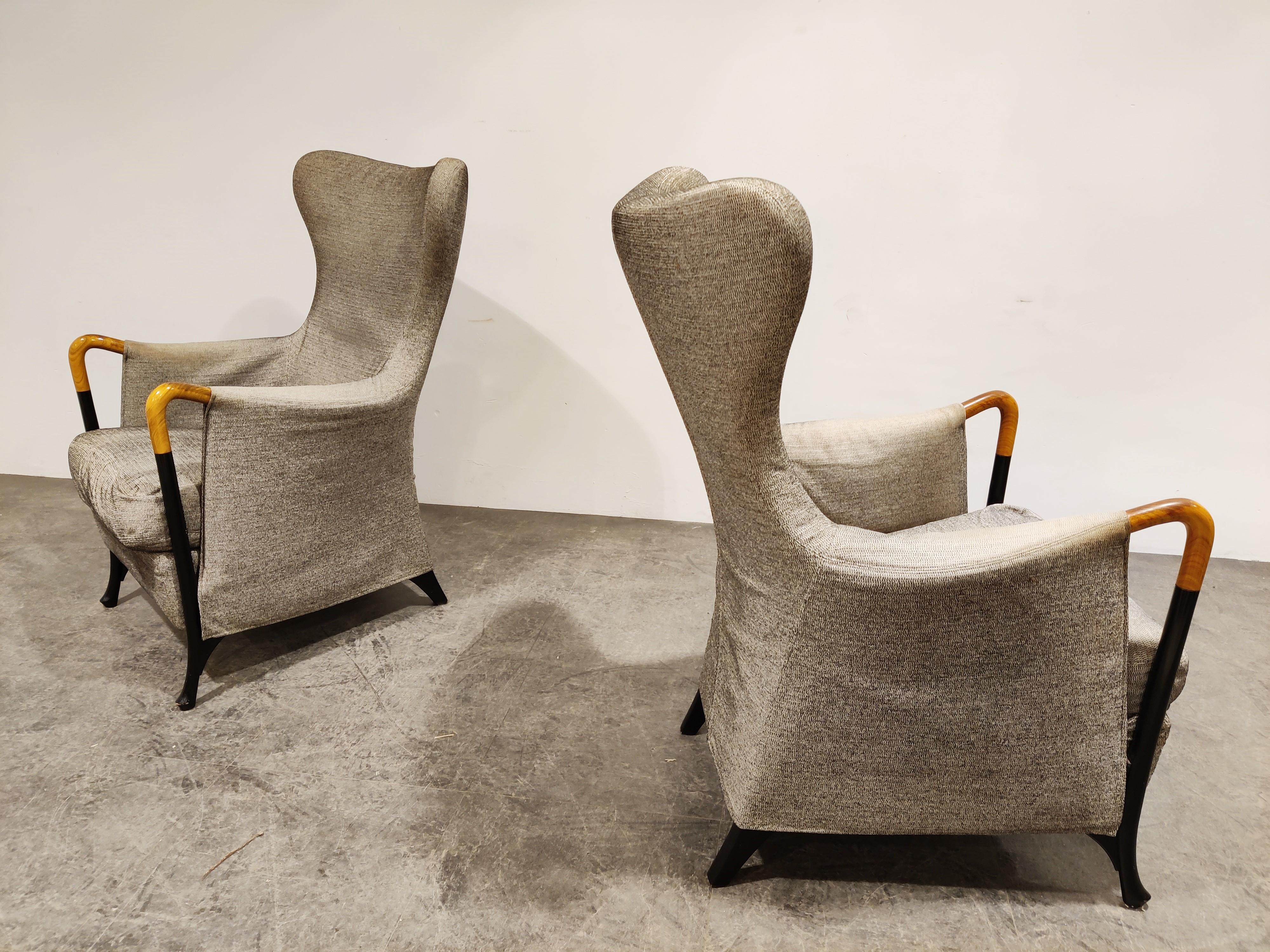 Progetti wingback Lounge Chairs by Umberto Asnago for Giorgetti, 1980s 4