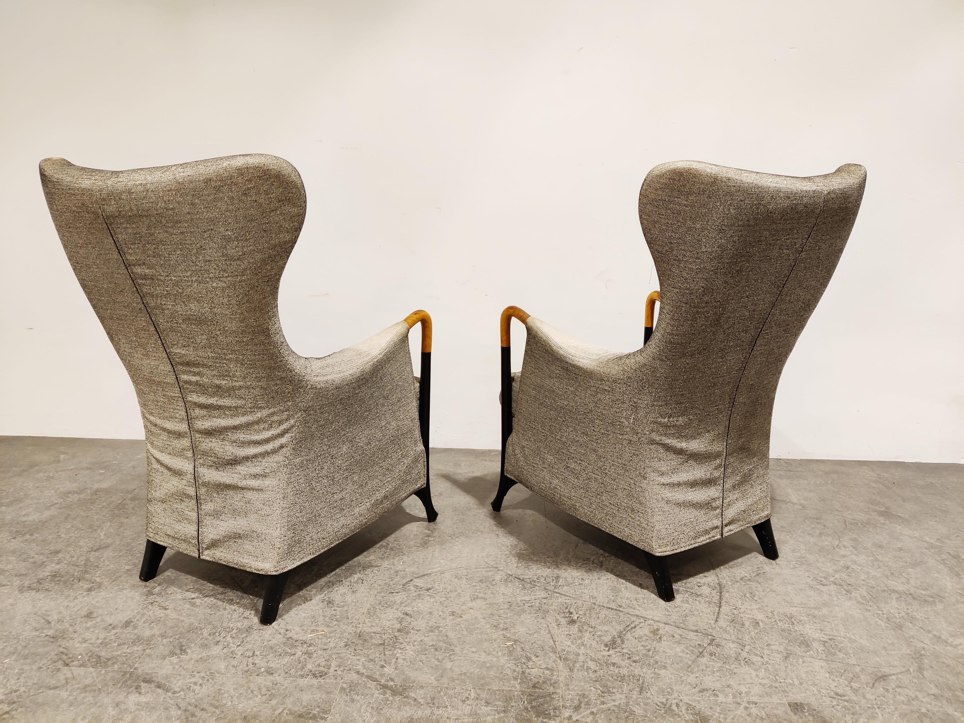 Italian Progetti wingback Lounge Chairs by Umberto Asnago for Giorgetti, 1980s