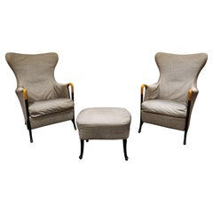 Vintage Progetti wingback Lounge Chairs by Umberto Asnago for Giorgetti, 1980s