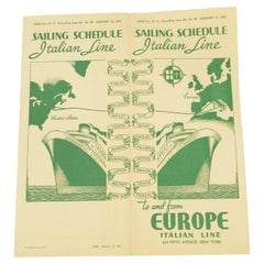 Travel schedule for Europe of the transatlantic liners company ITALIAN Line 1937